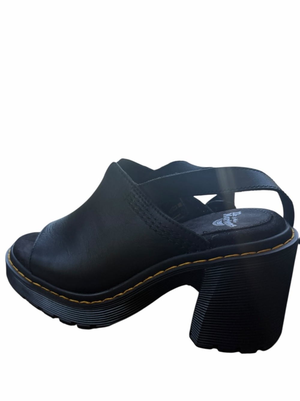 Dr. Martens Millee Chunky Leather Heels Open Toe Sandals Black Platform Women’s - Picture 6 of 16